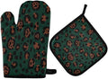 QMXO Animal Leopard Skin Pattern Oven Mitts Quilted Cotton Lining