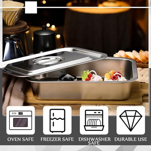 Funnymoom 2 Set Baking Pan with Lids, Stainless Steel