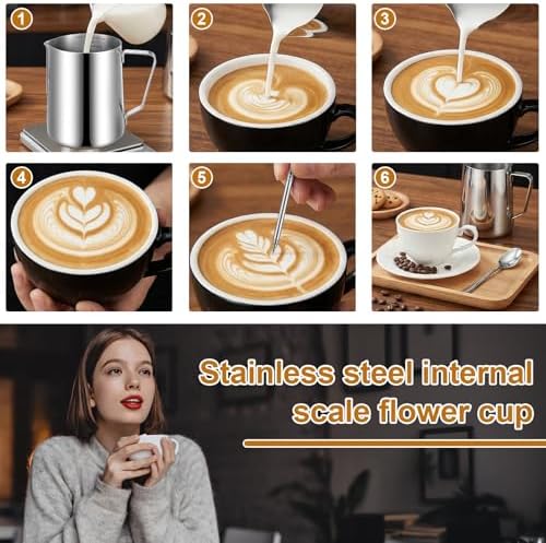 2 Pcs Milk Frothing Pitcher, 32 Oz Stainless Steel Steaming Pitcher
