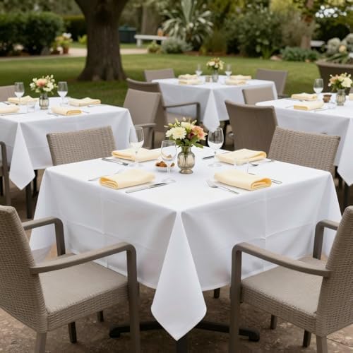 sancua White Square Tablecloths 54x54 Inch Table Cloth, 2 Pack