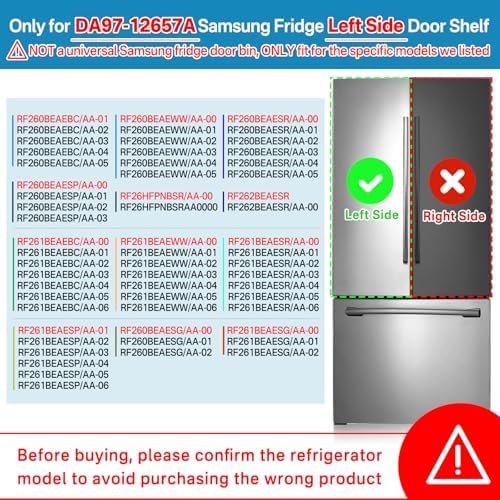 Rimous DA97-12657A Refrigerator Door Shelf Replacement (LEFT Side) for