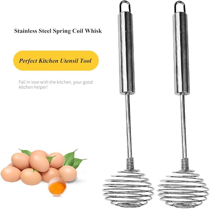 Stainless Steel Spring Coil Whisk 1 Pack, Wire Whip Egg Beater, Kitchen - Image 3