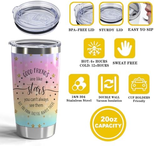 Friendship Gift 20oz Tumbler with Lid Straw(Good Friends-Star)