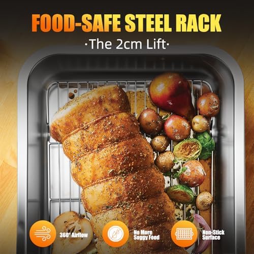 Compact Stainless Steel Turkey Roasting Pan with Rack & Handles