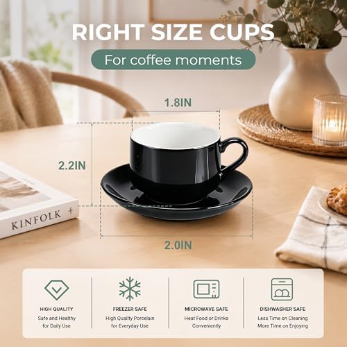 3 Ounce Espresso Cups Set of 4, Black