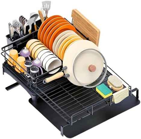 4-in-1 Expandable Dish Drying Rack, 12"-22" Over Sink Dish Drainer