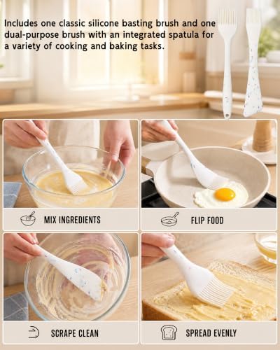 Silicone Basting Brush with Spatula, 2Pcs Heat Resistant Basting
