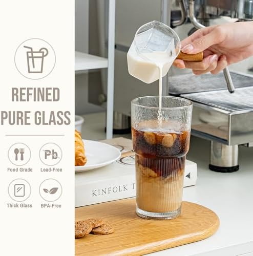 SoulTimes 20oz Wave Ribbed Glass Tumbler with Lid and Straw – Iced