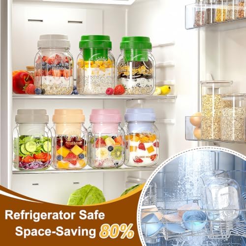 Syntic 32 Oz Glass Salad Jar with Silicone Dressing Cup & Foldable