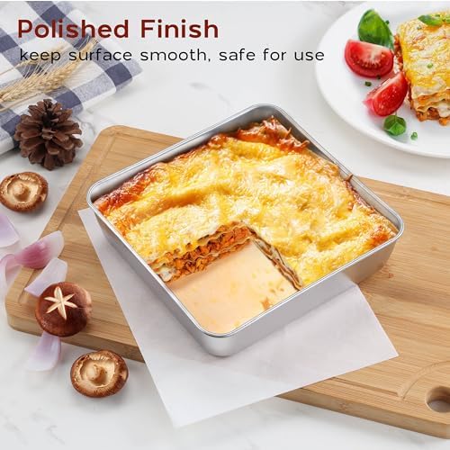 Onader 8x8 Inch Square Cake Baking Pan with Lid Set of 2
