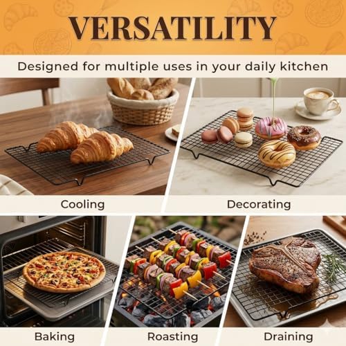 5PCS Cooling Racks for Cooking and Baking 10" x 16",Heavy Duty Metal