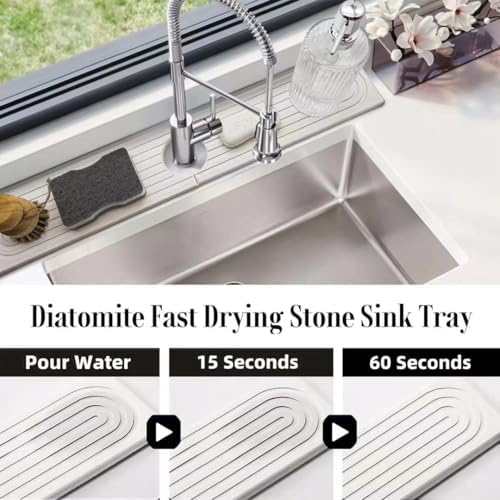 Quick Drying Stone Faucet Mat for Kitchen Sink,Diatomite Sink Tray