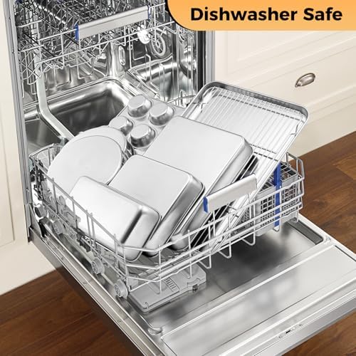 E-far Stainless Steel Baking Pan Set, 6-Piece Metal Bakeware Sets