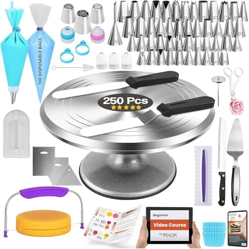 RFAQK 250 PCs Aluminum Cake Decorating Tools Kit