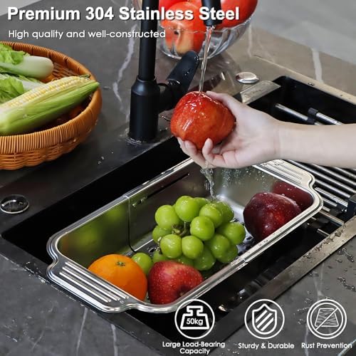4 In 1 Collapsible 304 Stainless Steel Over-Sink Colander