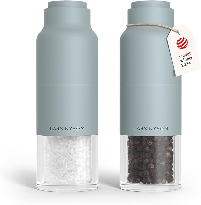 LARS NYSØM Salt and Pepper Grinder Set, Stainless Steel Manual Salt and Pepper by LN