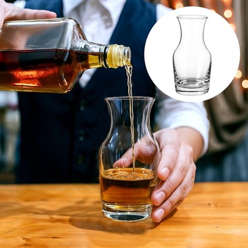 Ptwola 6 Pack Single Serving Small Wine Carafe Glass, 6.5 Oz Mini
