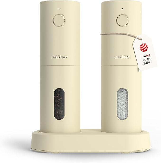 LARS NYSØM Electric Salt and Pepper Grinder Set, USB Rechargeable, Automatic by LN