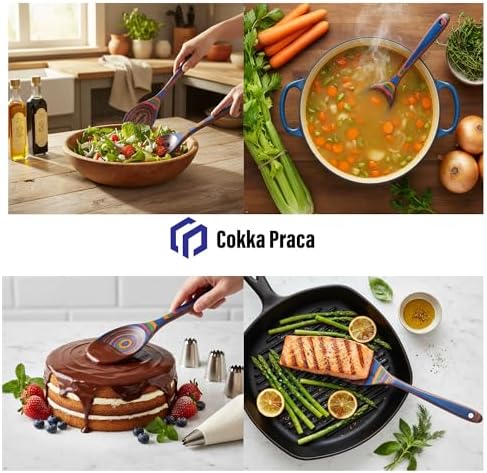 6-Piece Pakkawood Cooking Utensil Set, Sapphire, Wooden Spoons for