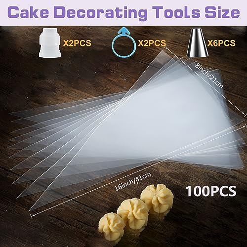 firstake Disposable Piping Bags 16 Inch 100 Pcs, Thickened for Cake