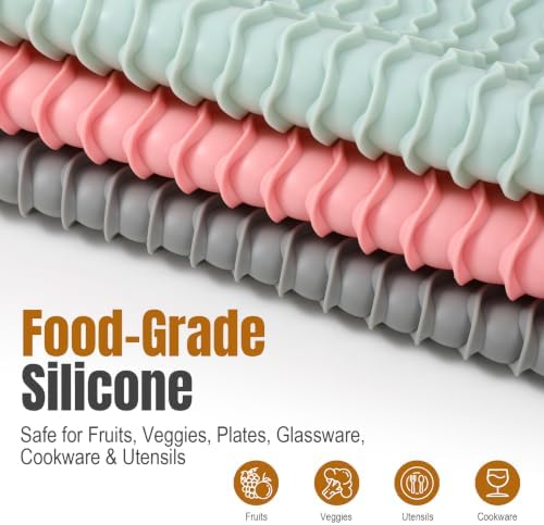2 Pack Silicone Dish Drying Mat for Kitchen Counter Shower Caddy Rack