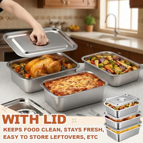 3 Pack 4 Inch Lasagna Baking Pans with Lids