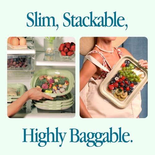 Crudités Portable Snack Tray, Rectangle Cream White 2-Pack