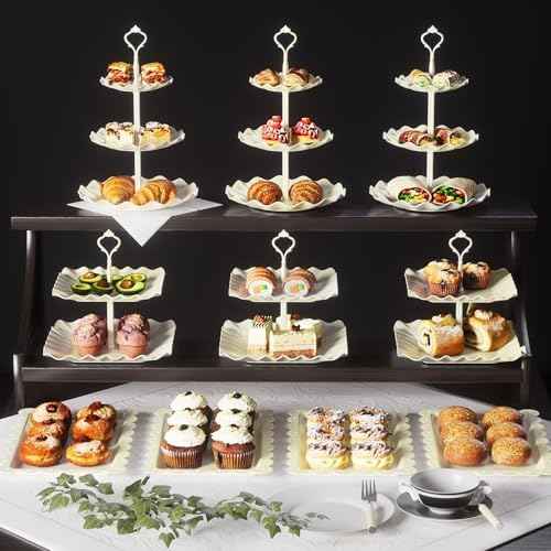 10 Pack Cake Stand Set with 3 x Two-Tier and 3 x Three-Tier Cupcake