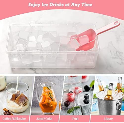 Silicone Ice Cube Tray with Leak-Proof Lid & Storage Bin for Freezer