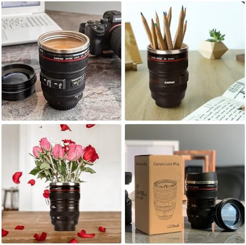 Camera Lens Coffee Mug,Travel Coffee Cup,Stainless Steel Lens Mug
