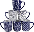 18 OZ Coffee Mugs Set of 6, Geometric Porcelain Large Mug for Man