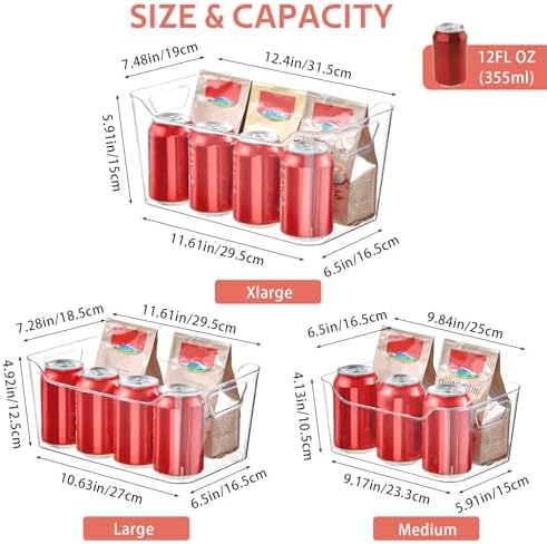 Clear Plastic Storage Bins - 12 Pack Pantry Organizers and