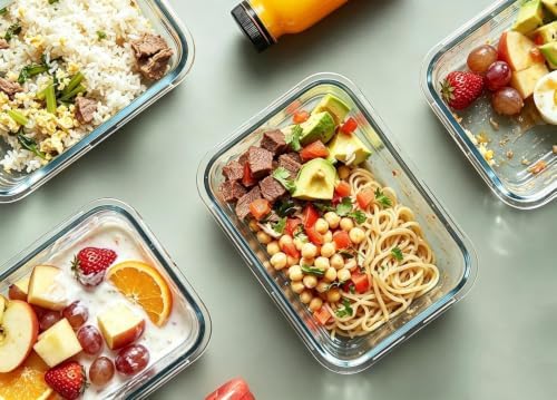 Glass Food Storage Containers with Airtight Lids, Set of 10