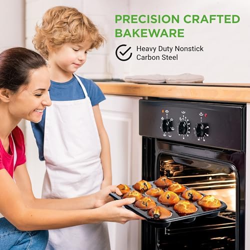 NutriChef 12-cup Black Oven Muffin Pan, Non-Stick Coated Layer