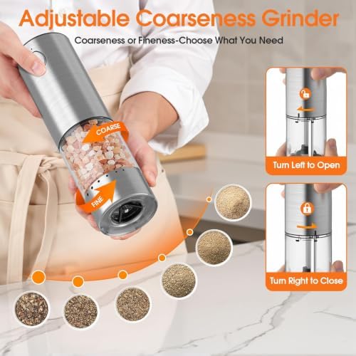 WOWBOX Electric Salt and Pepper Grinder Set, 2 PCS Rechargeable