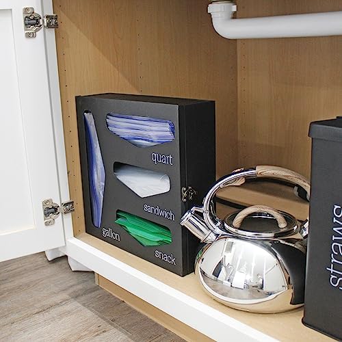 AuldHome Design Enamelware Kitchen Bag Organizer (Black), Farmhouse