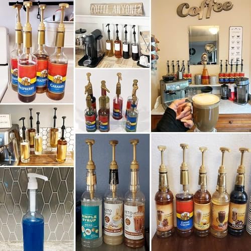 8 pcs Leak Proof Syrup Pumps with Cap, Fits 25.4 Oz/750ml Bottles
