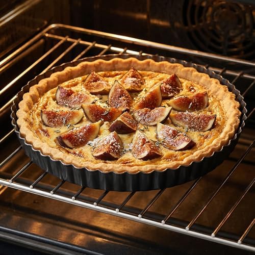 11 Inch Tart Pan with Removable Bottom, Non-Stick Pie Pan for Baking