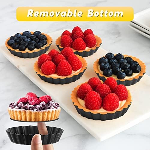 Uiifan 32 Pcs 3 Inch Tart Pans Nonstick, Fluted Round Quiche Molds