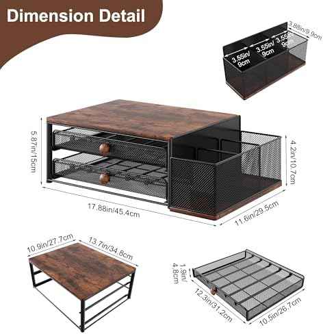 Coffee Bar Organizer, 60 Capacity K Cup Organizer for Countertop, 2 Tier Sliding Coffee Pod Storage Drawer with Disposable Cup & Lid Holder, Black
