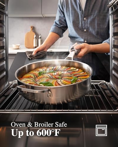 Stainless Steel Cookware Set,Tir-Ply Pots and Pans Set,10 Pcs Stainless Steel Induction Kitchen Cookware Sets,PFOA Free, Frying Pans, Butter warmer,Saute Pan & Stock Pot,Compatible with All Cooktops