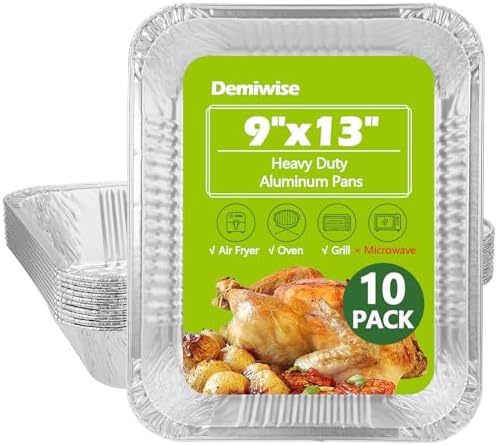 Thickened 10 Pack Heavy Duty Aluminum Pans, 9x13 Aluminum Foil Pans