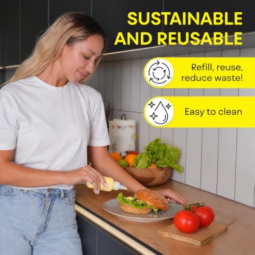 BRIGHTFROM Condiment Squeeze Bottles - 4 OZ Squirt Empty Bottles