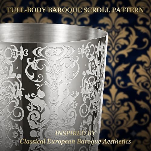 Kitessensu Etched Boston Cocktail Shaker Set, Baroque Scroll Engraved