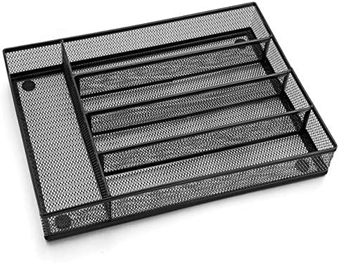 LIANYU Silverware Utensil Drawer Organizer, 5 Compartments Steel Mesh