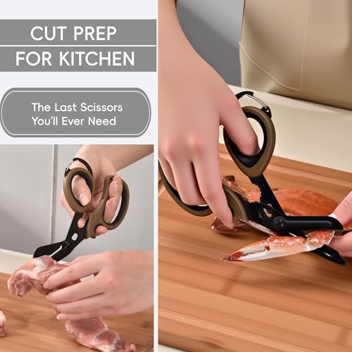MEUUT All Purpose Scissors 2 PCS with Carabiner for Kitchen Outdoor
