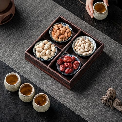 5-Piece Wooden Serving Tray Set for Ottoman,Breakfast in Bed,Coffee