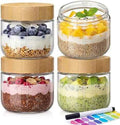 6 oz Small Glass Jars with Bamboo Lids, 4 Pack