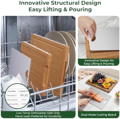 Formaldehyde Free, Glue Free, Bamboo Pure Titanium Cutting Board Set