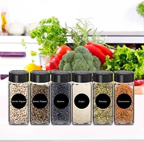 Saiveina 12 Pack Glass Spice Jars with Labels, 4oz Spices Containers